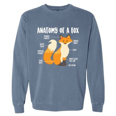 Anatomy Of A Fox | Cute Sweet Carnivore Funny Animal Gift Garment-Dyed Sweatshirt