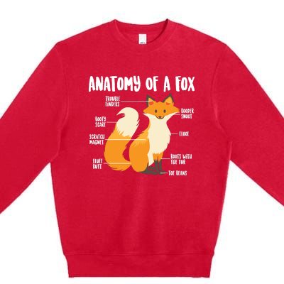 Anatomy Of A Fox | Cute Sweet Carnivore Funny Animal Gift Premium Crewneck Sweatshirt