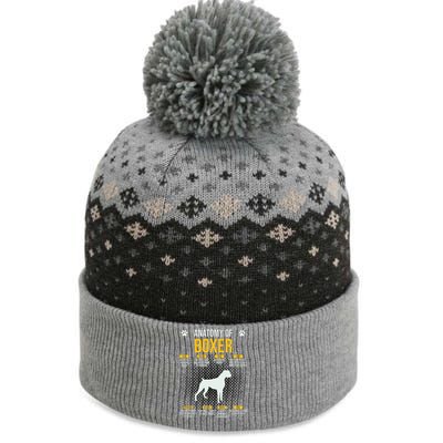 Anatomy Of Boxer Dog Lover Funny The Baniff Cuffed Pom Beanie