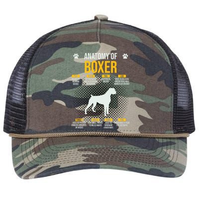 Anatomy Of Boxer Dog Lover Funny Retro Rope Trucker Hat Cap