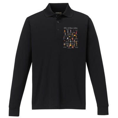 Abcs Of Black History Month Gift Original Black History Funny Gift Performance Long Sleeve Polo