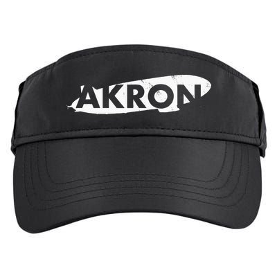 Akron Ohio Blimp Over Summit County Vintage Distressed Style Adult Drive Performance Visor