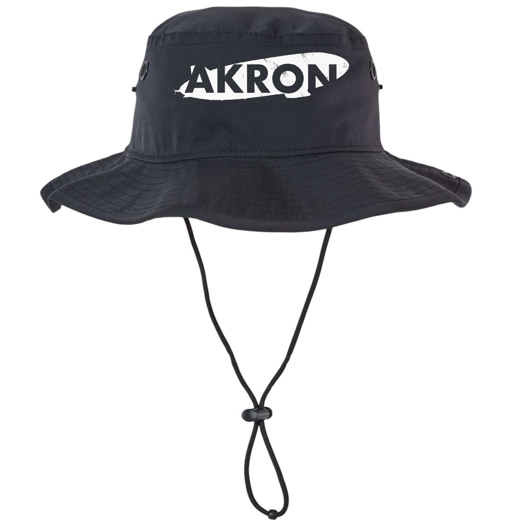 Akron Ohio Blimp Over Summit County Vintage Distressed Style Bucket Hat
