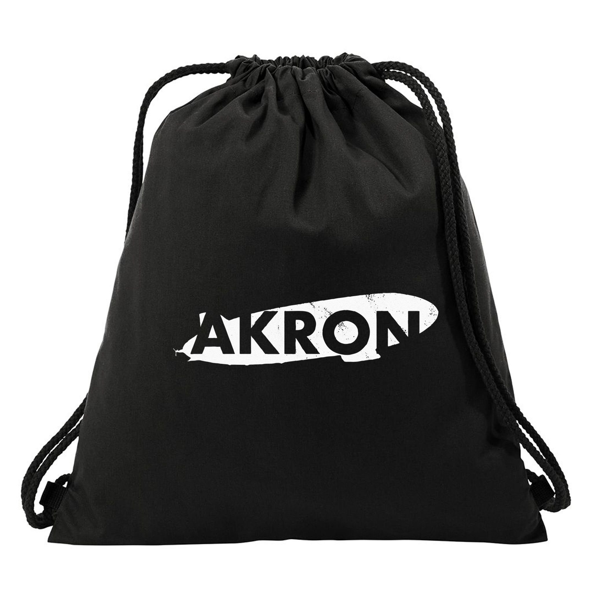 Akron Ohio Blimp Over Summit County Vintage Distressed Style Drawstring Bag
