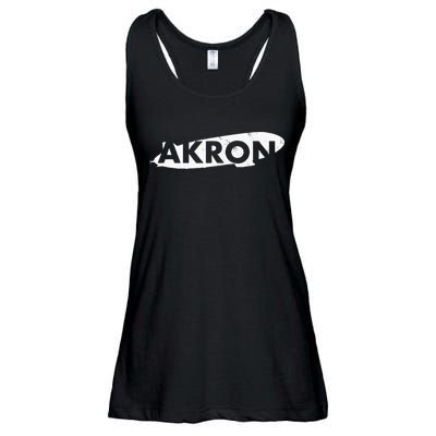 Akron Ohio Blimp Over Summit County Vintage Distressed Style Ladies Essential Flowy Tank