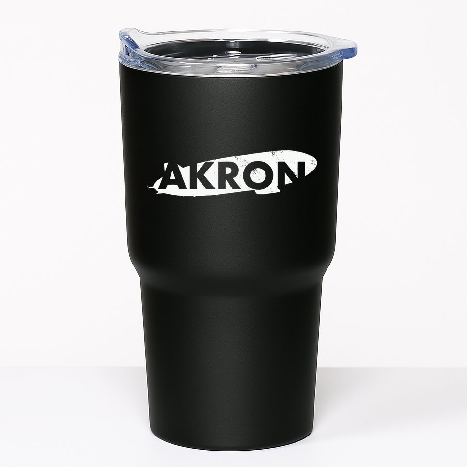 Akron Ohio Blimp Over Summit County Vintage Distressed Style Tumbler