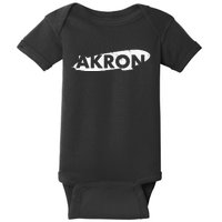 Akron Ohio Blimp Over Summit County Vintage Distressed Style Baby Bodysuit