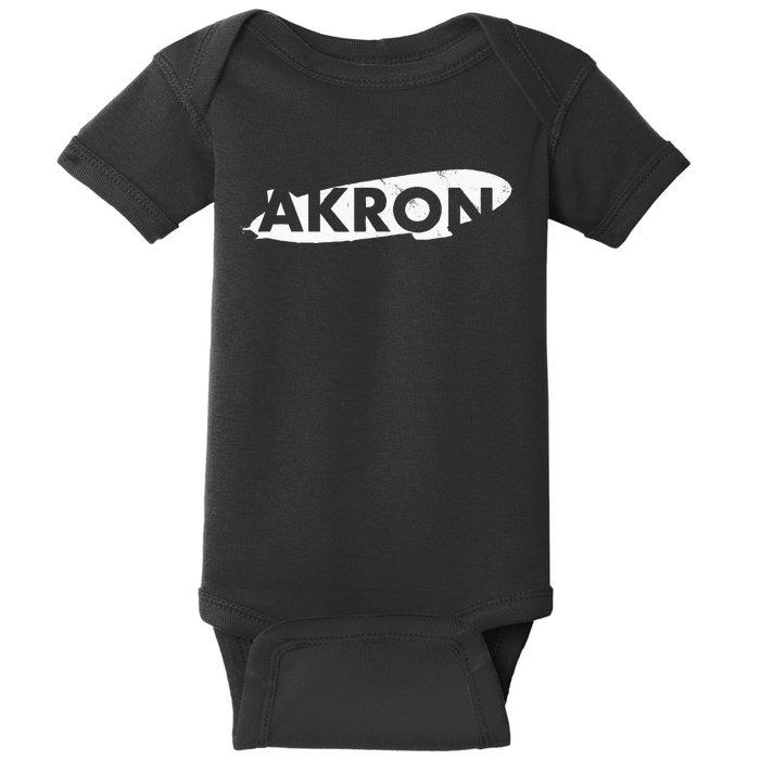 Akron Ohio Blimp Over Summit County Vintage Distressed Style Baby Bodysuit