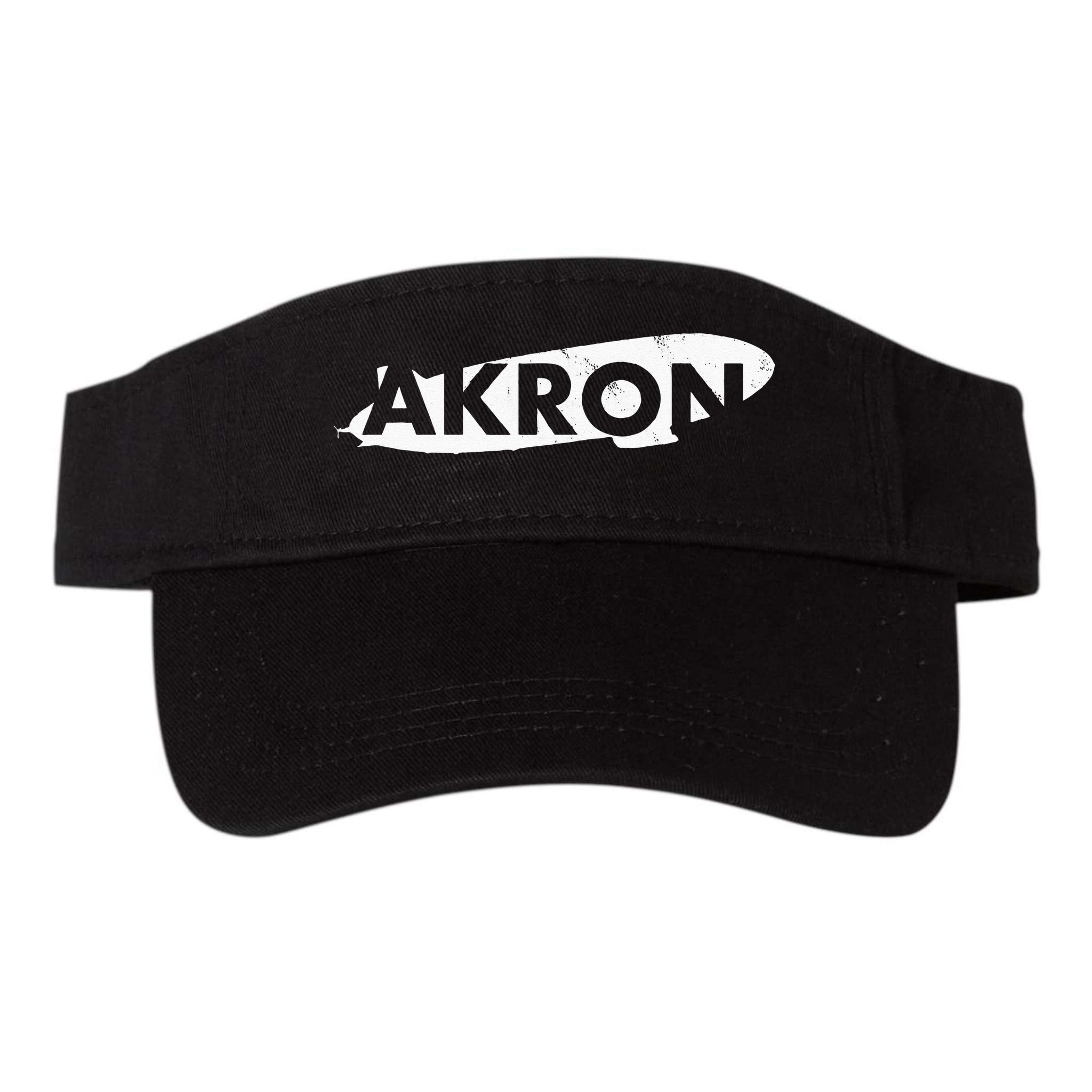 Akron Ohio Blimp Over Summit County Vintage Distressed Style Visor
