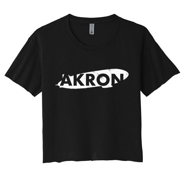 Akron Ohio Blimp Over Summit County Vintage Distressed Style Crop Top