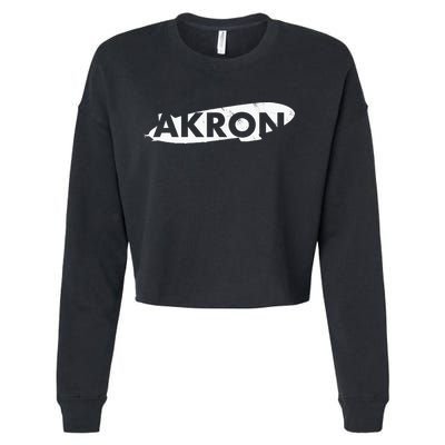 Akron Ohio Blimp Over Summit County Vintage Distressed Style Cropped Pullover Crew