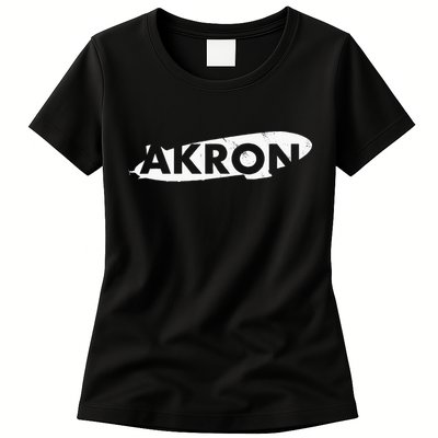 Akron Ohio Blimp Over Summit County Vintage Distressed Style Womens T-Shirt