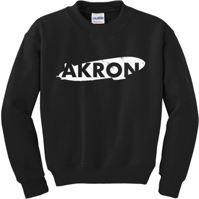 Akron Ohio Blimp Over Summit County Vintage Distressed Style Kids Sweatshirt
