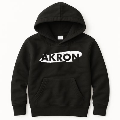 Akron Ohio Blimp Over Summit County Vintage Distressed Style Kids Hoodie