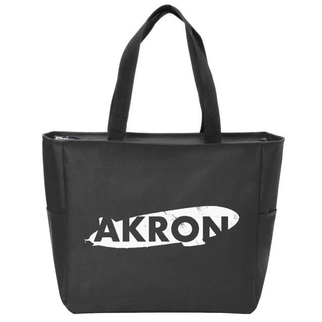Akron Ohio Blimp Over Summit County Vintage Distressed Style Zip Tote Bag