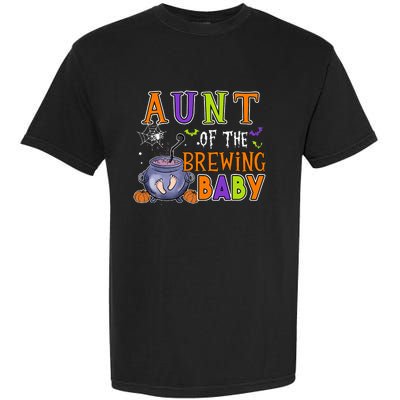 Aunt Of Brewing Baby Halloween Theme Baby Shower Spooky Garment-Dyed Heavyweight T-Shirt