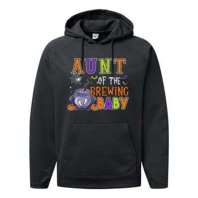 Aunt Of Brewing Baby Halloween Theme Baby Shower Spooky Performance Fleece Hoodie