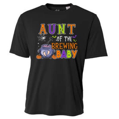 Aunt Of Brewing Baby Halloween Theme Baby Shower Spooky Cooling Performance Crew T-Shirt