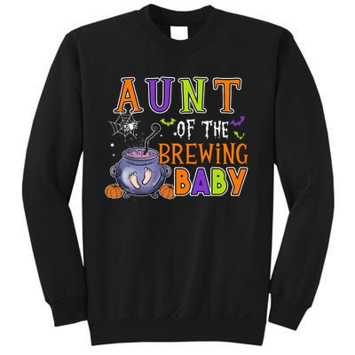 Aunt Of Brewing Baby Halloween Theme Baby Shower Spooky Sweatshirt