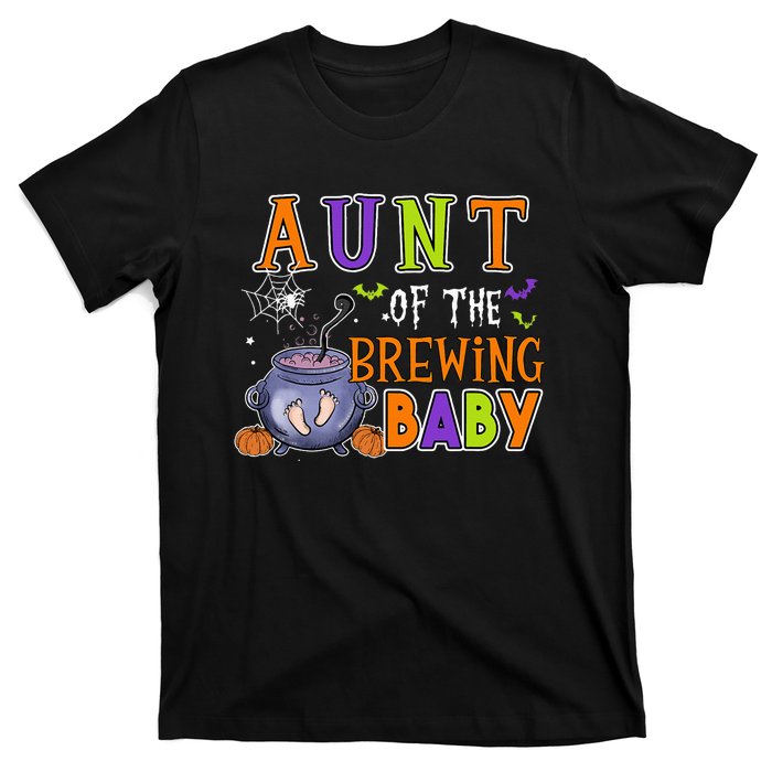 Aunt Of Brewing Baby Halloween Theme Baby Shower Spooky T-Shirt