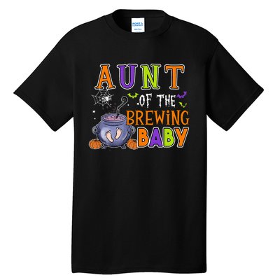 Aunt Of Brewing Baby Halloween Theme Baby Shower Spooky Tall T-Shirt