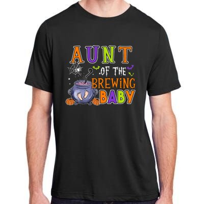 Aunt Of Brewing Baby Halloween Theme Baby Shower Spooky Adult ChromaSoft Performance T-Shirt