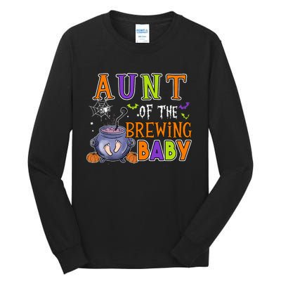 Aunt Of Brewing Baby Halloween Theme Baby Shower Spooky Tall Long Sleeve T-Shirt