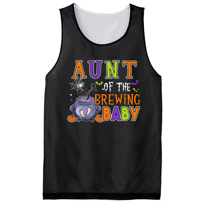 Aunt Of Brewing Baby Halloween Theme Baby Shower Spooky Mesh Reversible Basketball Jersey Tank