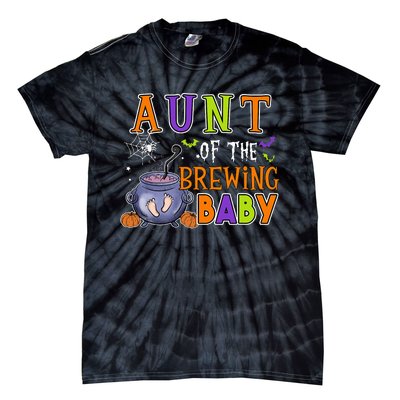 Aunt Of Brewing Baby Halloween Theme Baby Shower Spooky Tie-Dye T-Shirt