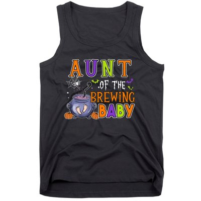 Aunt Of Brewing Baby Halloween Theme Baby Shower Spooky Tank Top