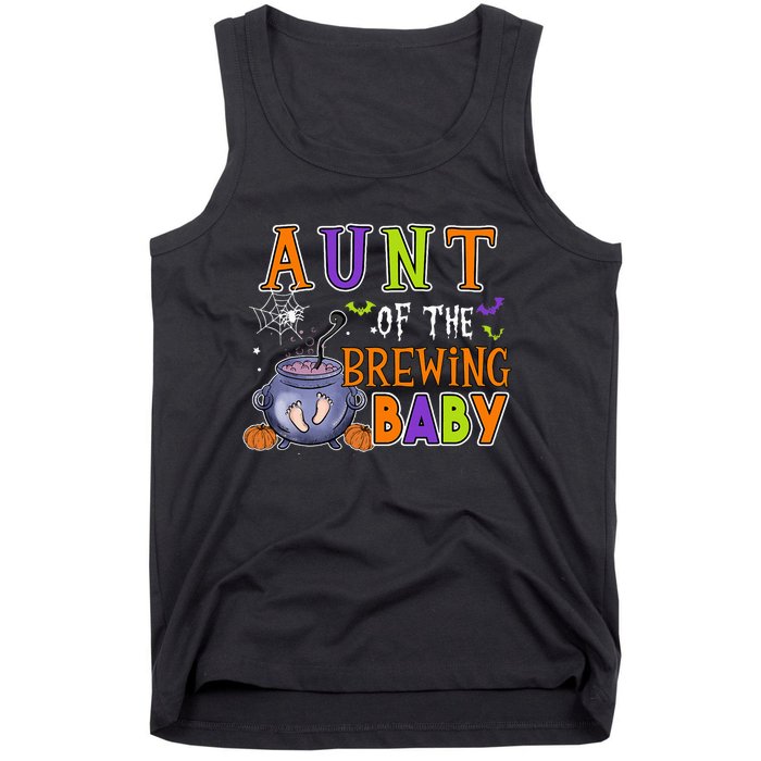 Aunt Of Brewing Baby Halloween Theme Baby Shower Spooky Tank Top