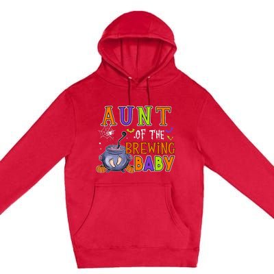 Aunt Of Brewing Baby Halloween Theme Baby Shower Spooky Premium Pullover Hoodie