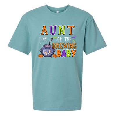 Aunt Of Brewing Baby Halloween Theme Baby Shower Spooky Sueded Cloud Jersey T-Shirt