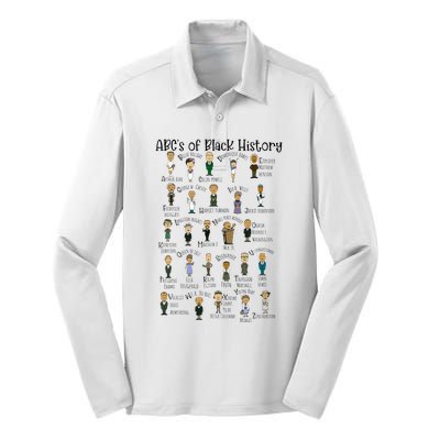 Abcs Of Black History Month Pride For Women Teacher Gift Silk Touch Performance Long Sleeve Polo