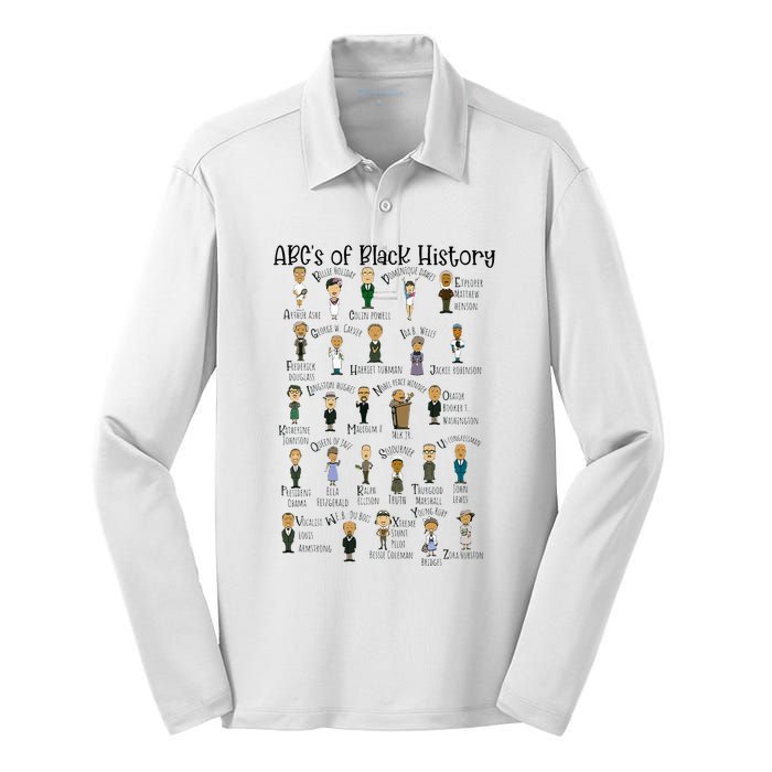 Abcs Of Black History Month Pride For Women Teacher Gift Silk Touch Performance Long Sleeve Polo