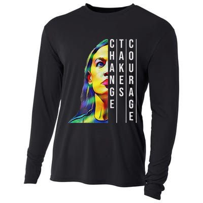 Alexandria Ocasio Cortez Aoc Feminist Political Cooling Performance Long Sleeve Crew