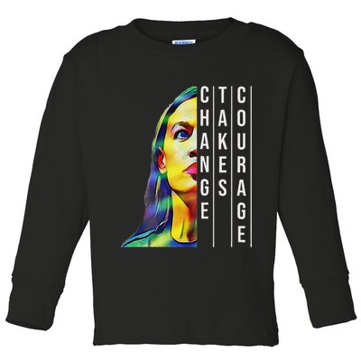 Alexandria Ocasio Cortez Aoc Feminist Political Toddler Long Sleeve Shirt