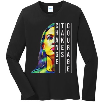 Alexandria Ocasio Cortez Aoc Feminist Political Ladies Long Sleeve Shirt