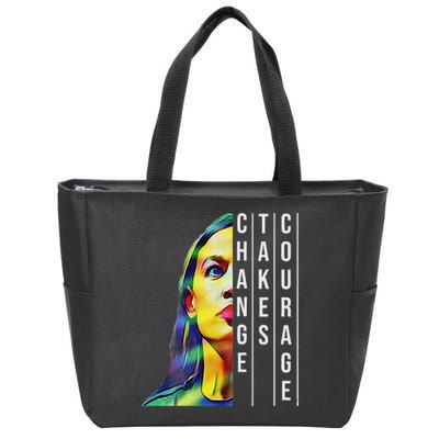 Alexandria Ocasio Cortez Aoc Feminist Political Zip Tote Bag