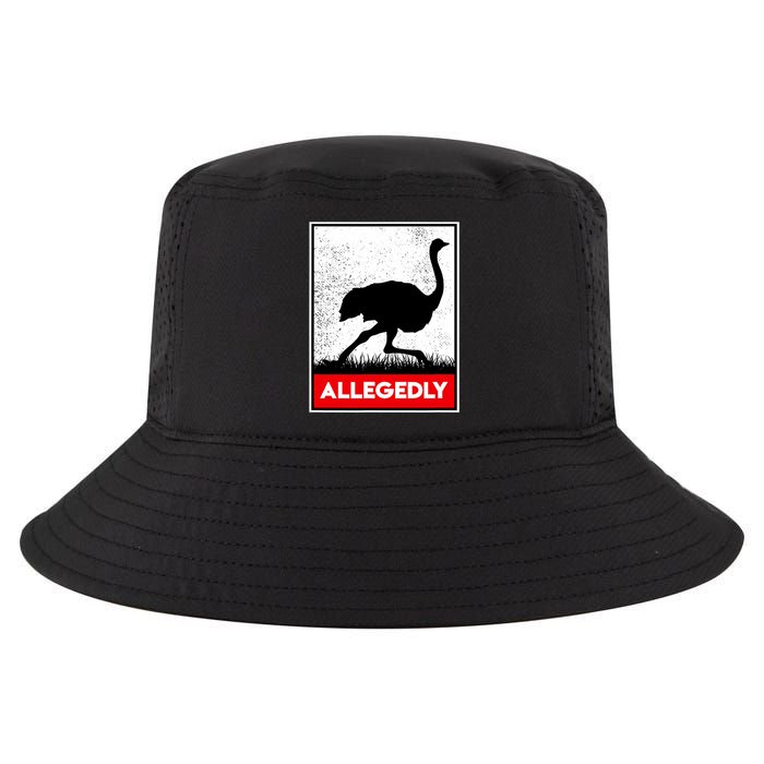 Allegedly Ostrich Co. Allegedly Ostrich Funny Flightless Bird Unisex Black Cool Comfort Performance Bucket Hat