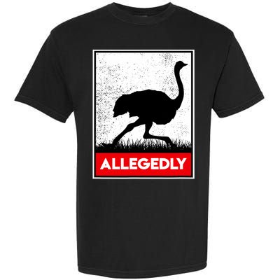 Allegedly Ostrich Co. Allegedly Ostrich Funny Flightless Bird Unisex Black Garment-Dyed Heavyweight T-Shirt