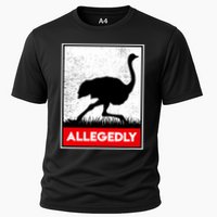 Allegedly Ostrich Co. Allegedly Ostrich Funny Flightless Bird Unisex Black Cooling Performance Crew T-Shirt