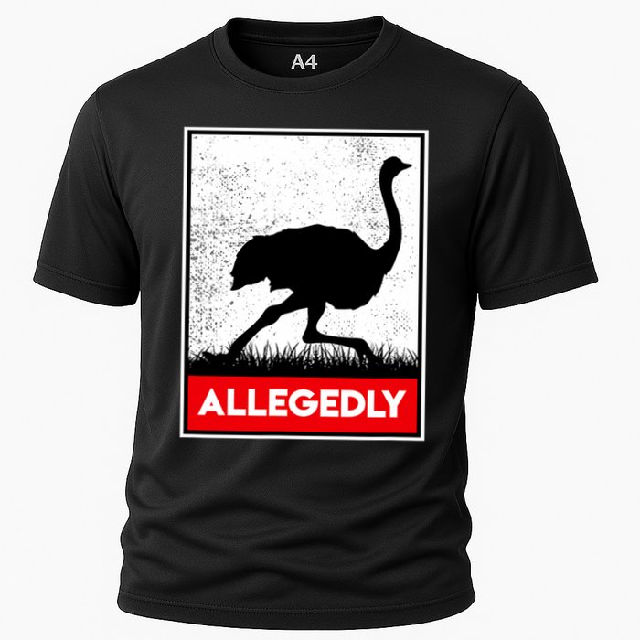 Allegedly Ostrich Co. Allegedly Ostrich Funny Flightless Bird Unisex Black Cooling Performance Crew T-Shirt
