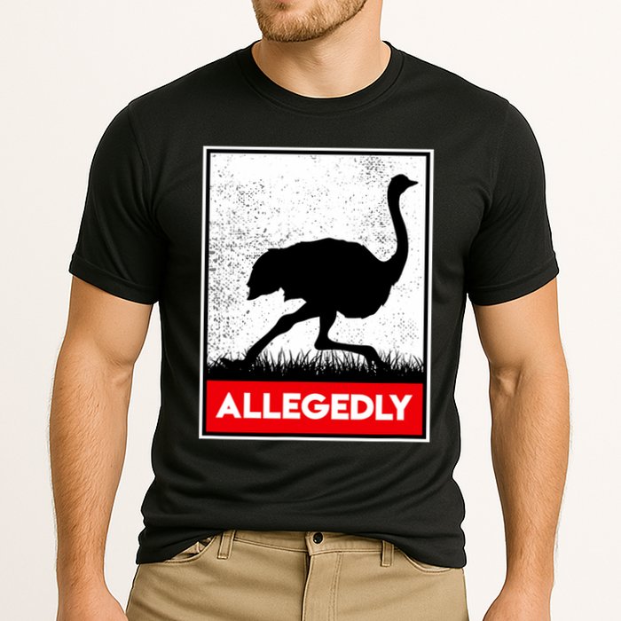 Allegedly Ostrich Co. Allegedly Ostrich Funny Flightless Bird Unisex Black Cooling Performance Crew T-Shirt