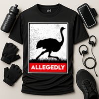 Allegedly Ostrich Co. Allegedly Ostrich Funny Flightless Bird Unisex Black Cooling Performance Crew T-Shirt