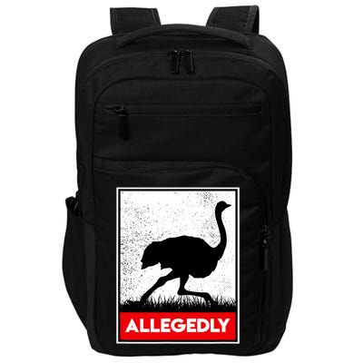 Allegedly Ostrich Co. Allegedly Ostrich Funny Flightless Bird Unisex Black Impact Tech Backpack