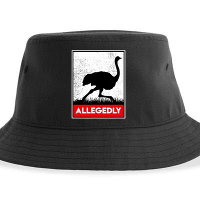 Allegedly Ostrich Co. Allegedly Ostrich Funny Flightless Bird Unisex Black Sustainable Bucket Hat