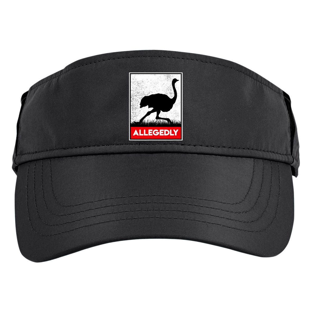 Allegedly Ostrich Co. Allegedly Ostrich Funny Flightless Bird Unisex Black Adult Drive Performance Visor