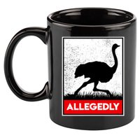 Allegedly Ostrich Co. Allegedly Ostrich Funny Flightless Bird Unisex Black 11oz C Handle Ceramic Mug