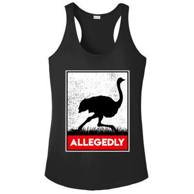 Allegedly Ostrich Co. Allegedly Ostrich Funny Flightless Bird Unisex Black Ladies PosiCharge Competitor Racerback Tank